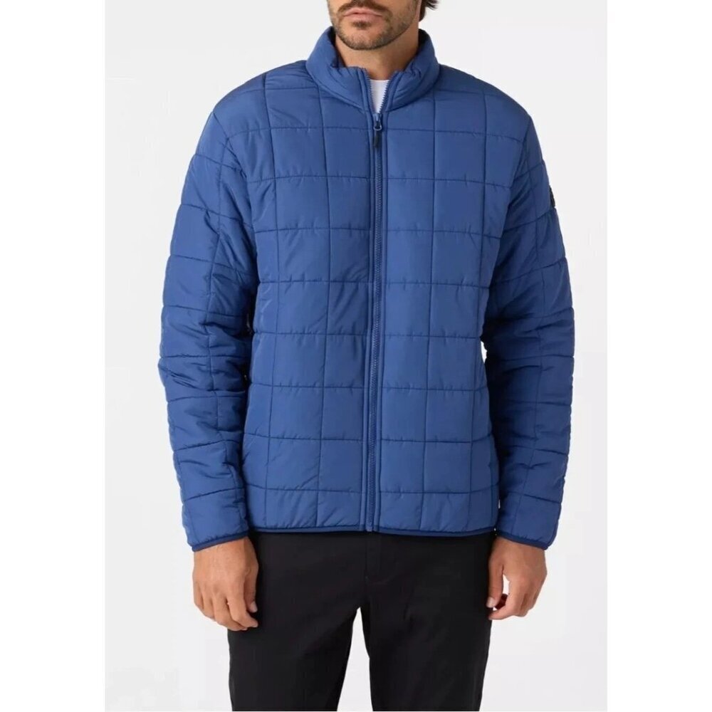 Voyager Men's Size L Blue Quilted Jacket With Plaid Fleece Lining  M0611